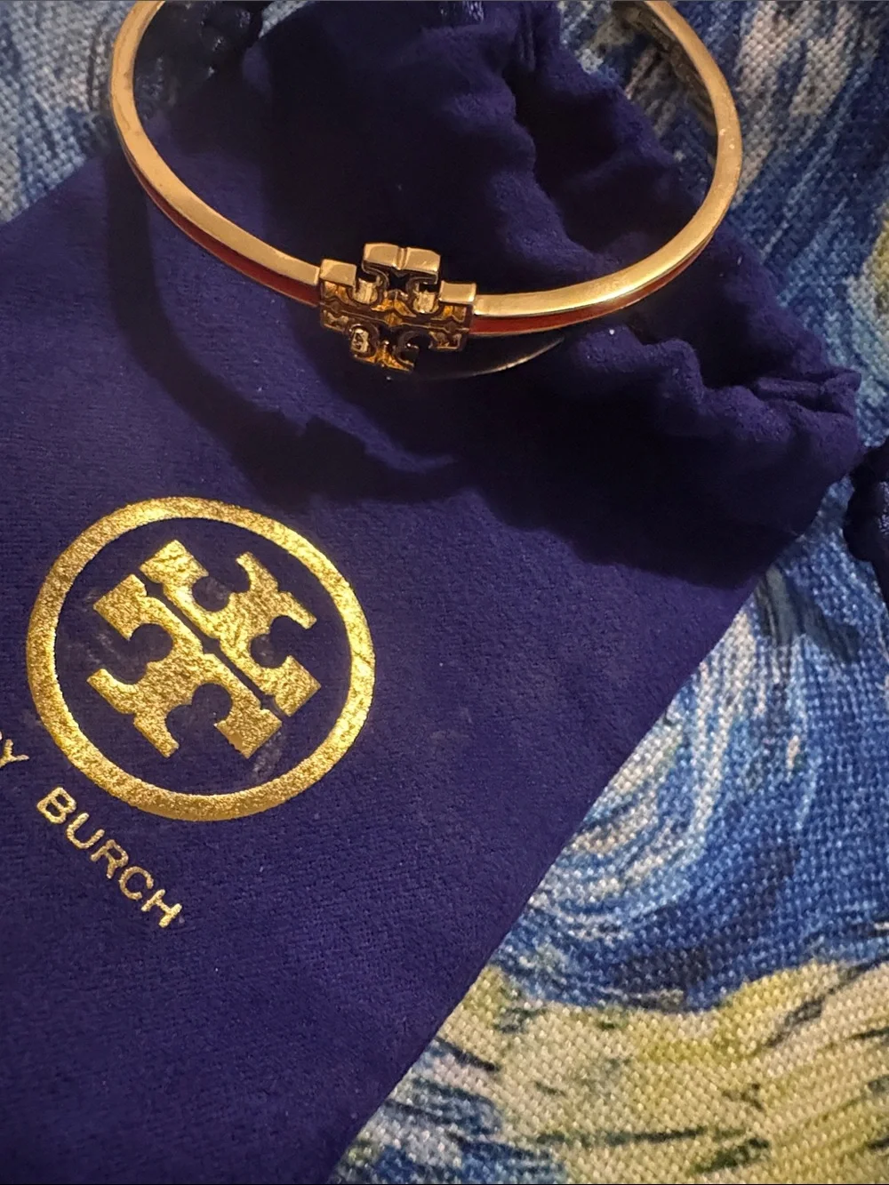 NWOTS Tory Burch Gold Double-T Bracelet with Red Enamel.